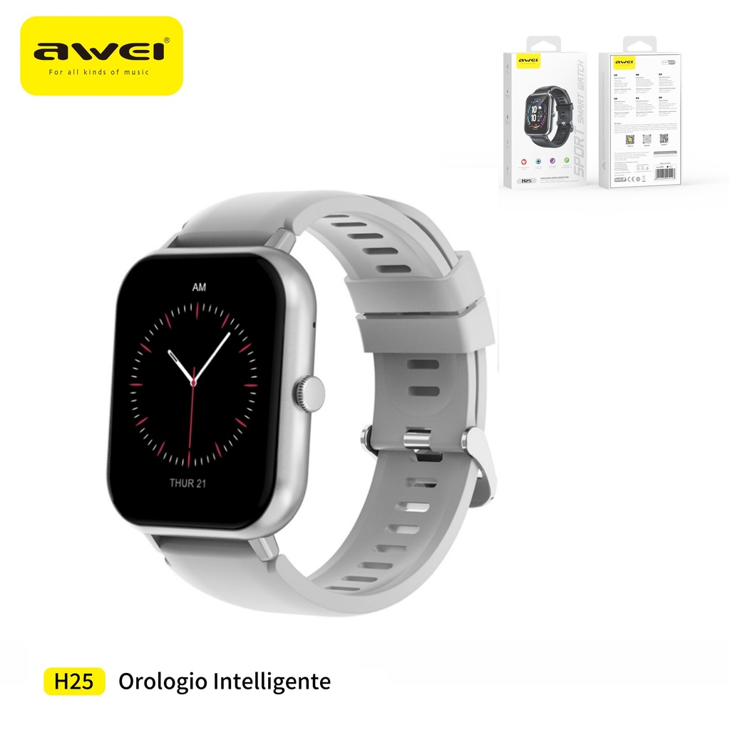 AWEI H25-SI Smartwatch Nero Impermeabile 100 + Modalità Sport