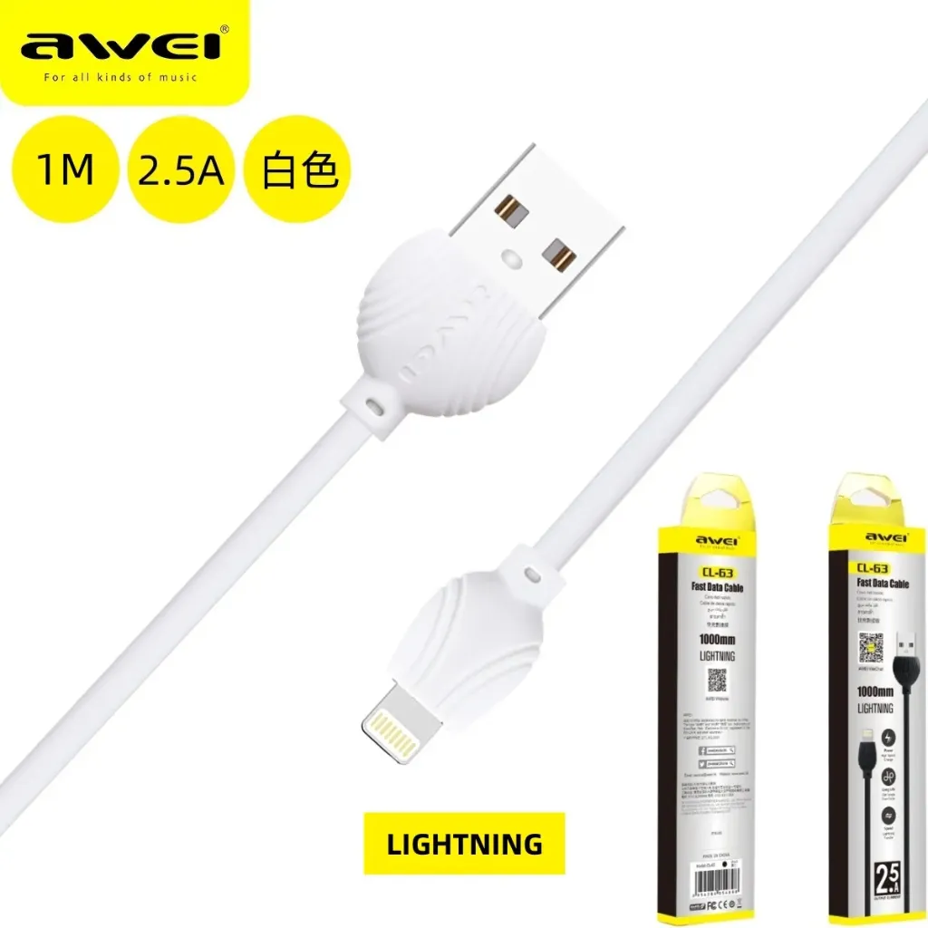 [CL-63w] AWEI CL-63w Cavo 2,5 Micro USB Bianco 1 m