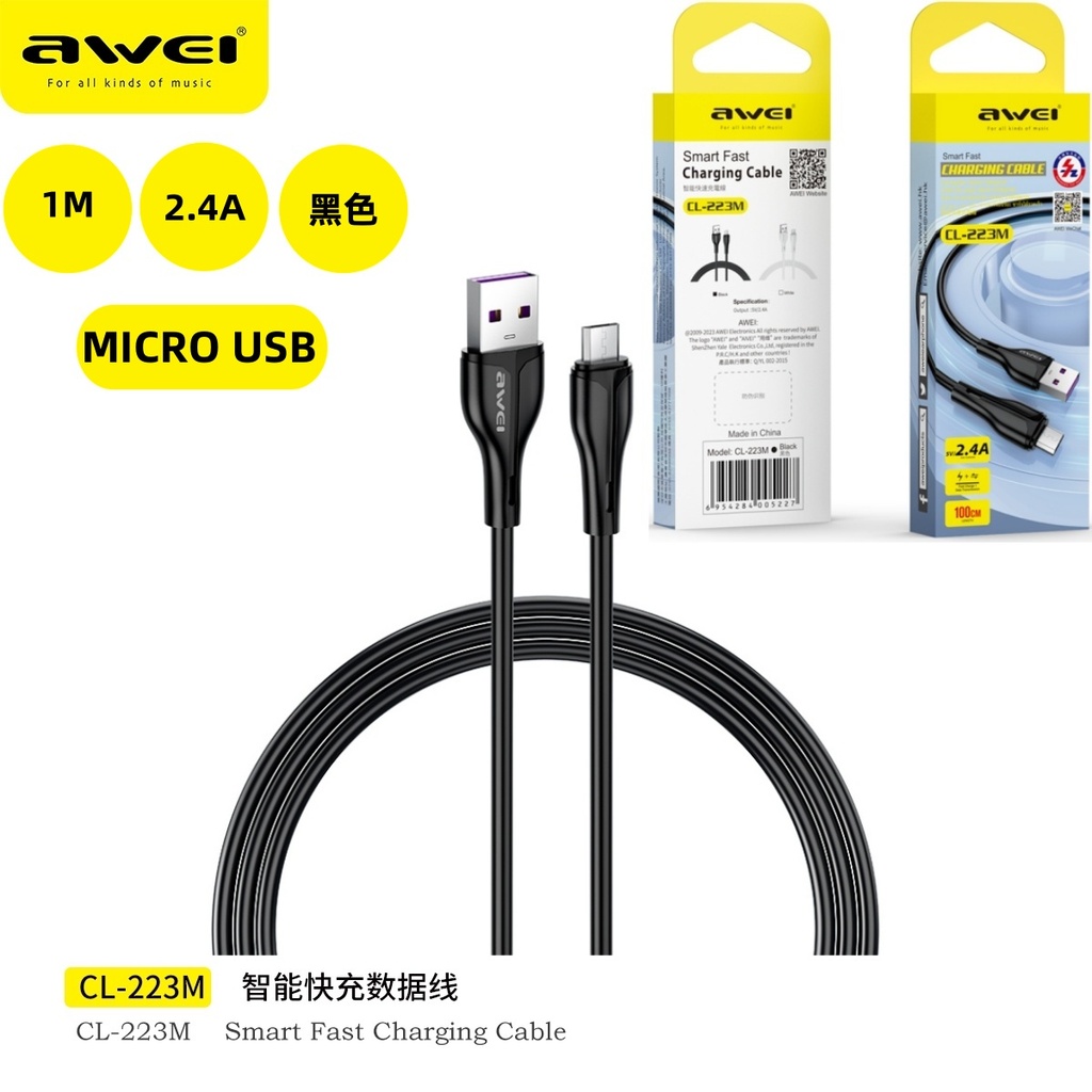AWEI CL-223M Cavo Alta Flessibile Ricarica Rapida Micro USB 1 m