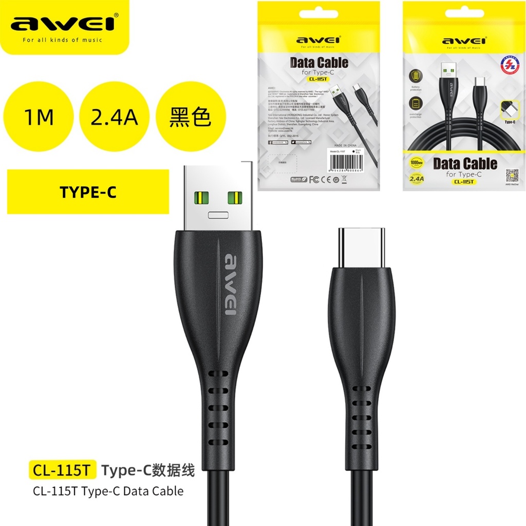 AWEI CL-115T Cavo Type-C Nero