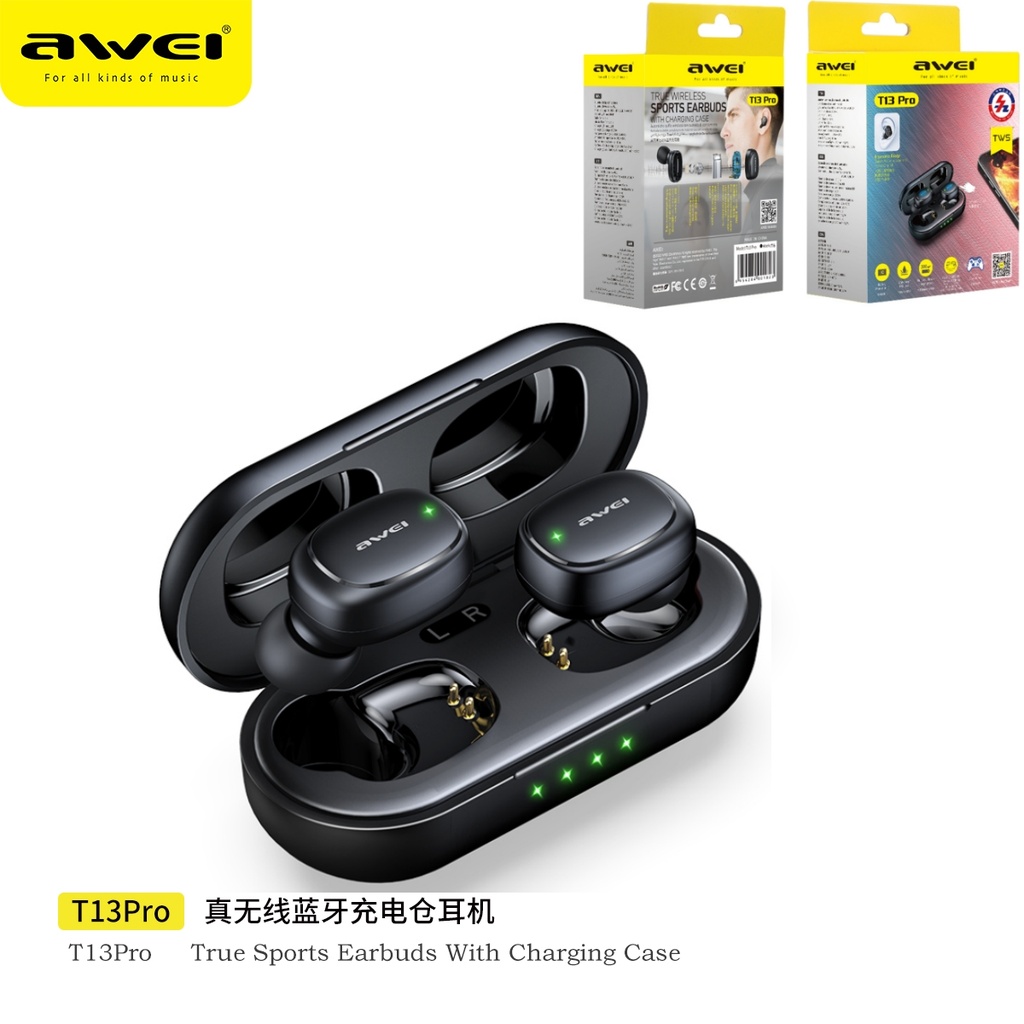 AWEI T13Pro Cuffie Wireless Impermeabile Nero