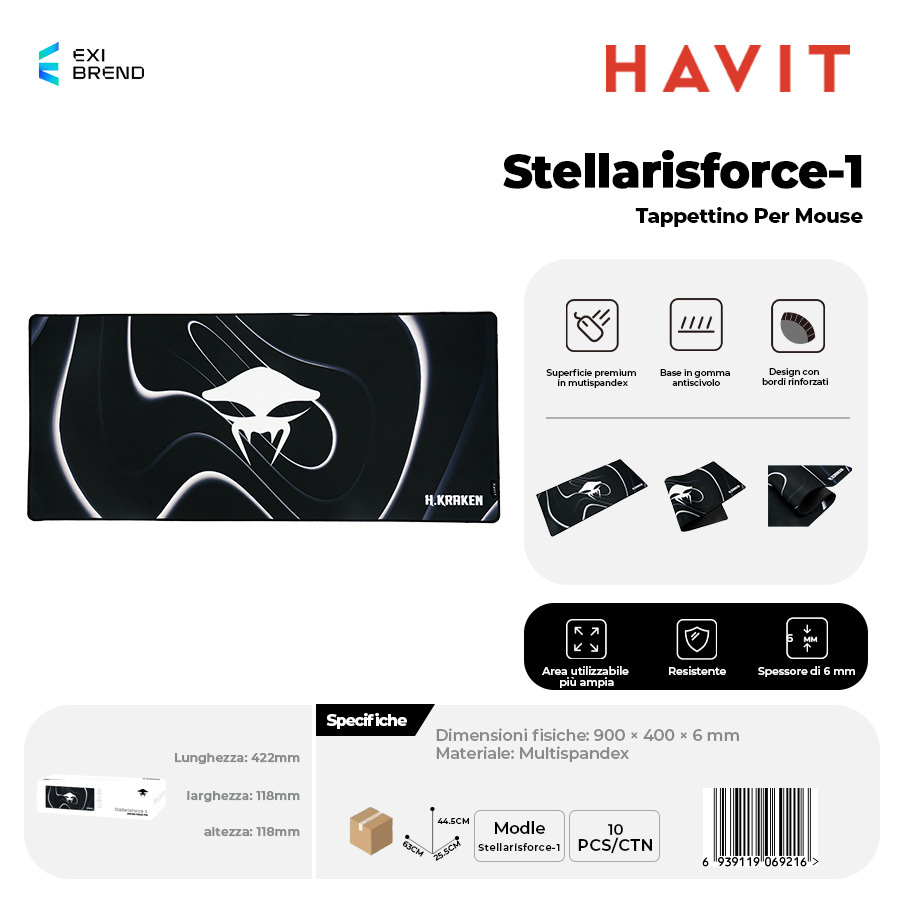 HAVIT Stellarisforce-1 Tappetino Mouse 900 mm*400 mm*6 mm