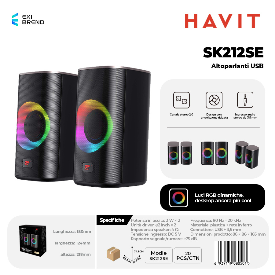 [SK212SE] HAVIT SK212SE Speaker Usb2,0 con RGB
