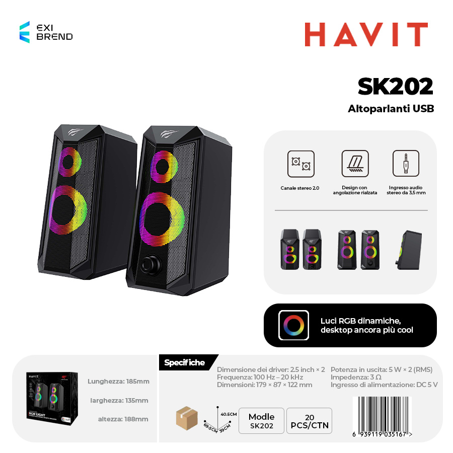 HAVIT SK202 Speaker Usb2,0 con RGB