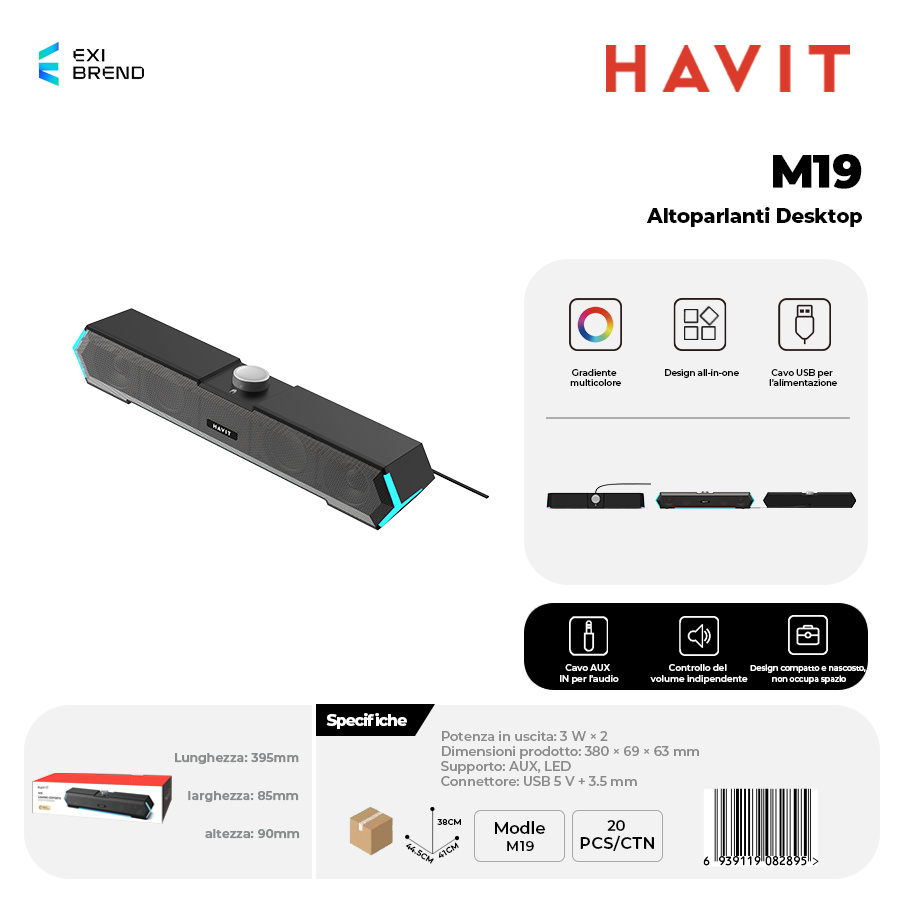 HAVIT M19 Speaker Desktop Design Tutto in Uno