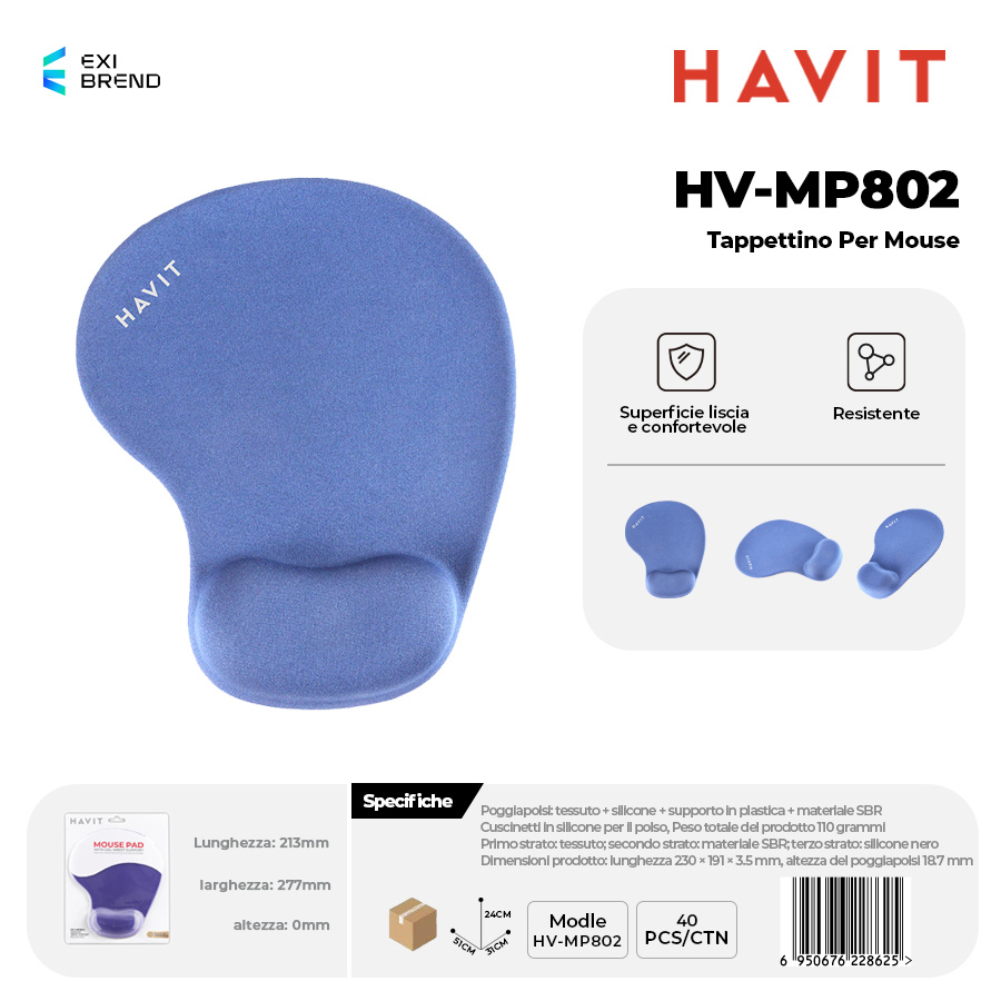 HAVIT HV-MP802-BL Tappettino per Mouse