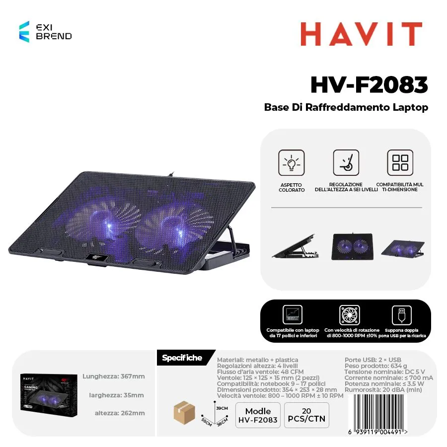 HAVIT HV-F2083 Base di Raffreddamento Laptop