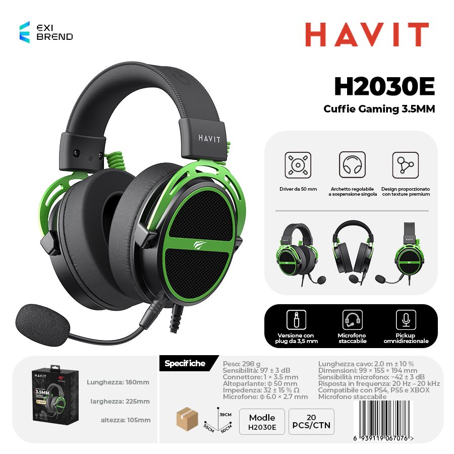 HAVIT H2030E-GR Cuffie Gaming con Presa 3,5 mm