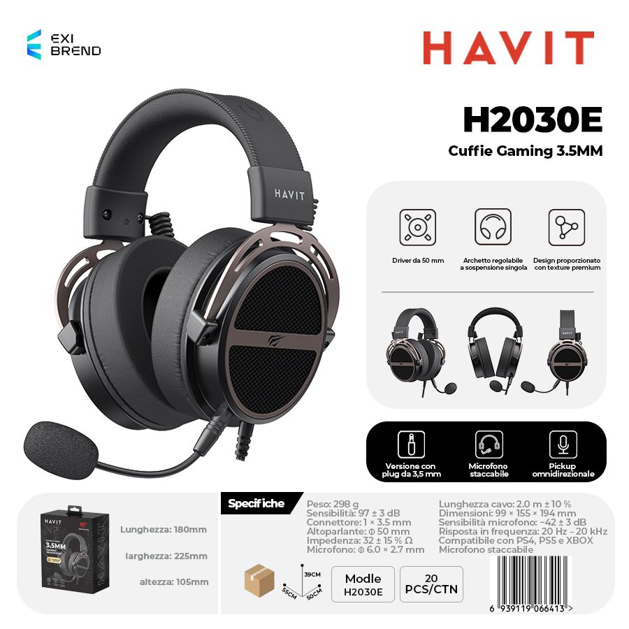 HAVIT H2030E-BK Cuffie Gaming con Presa 3,5 mm