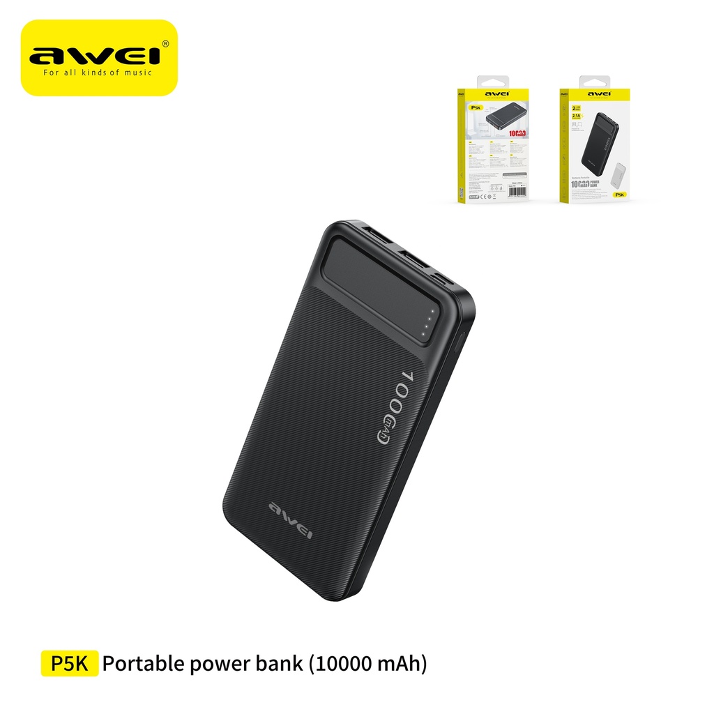 AWEI P5K-BK Power Bank 10000 mAh Nero