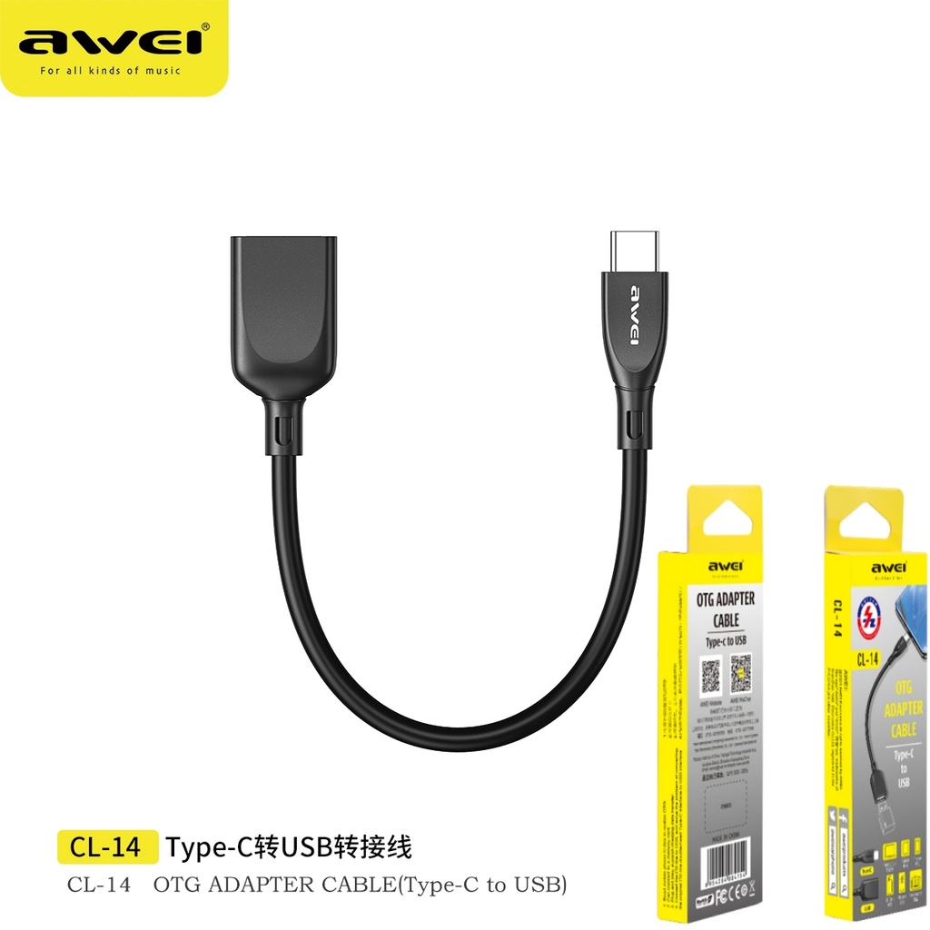 AWEI CL-14 Type-C a USB Trasformatore Nero