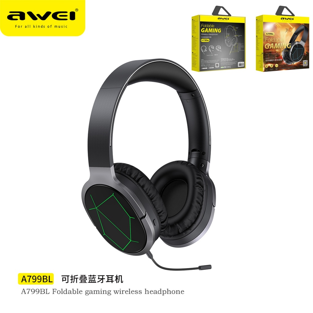 AWEI A799BL Cuffie Gaming Sound Effetto 3d Wireless Nero
