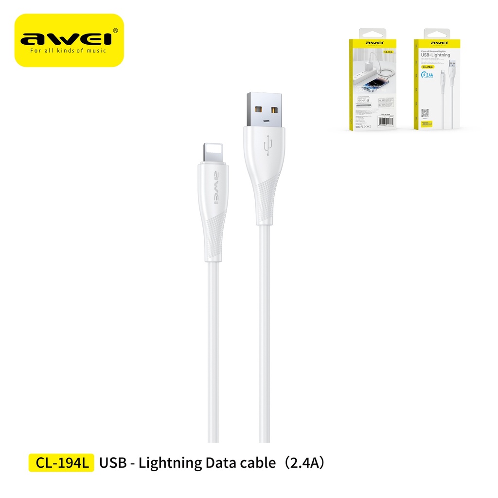 AWEI CL-194LWH Cavo USB To Lightning3 M