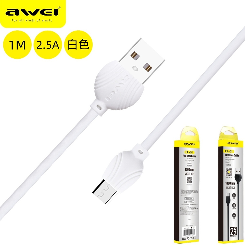 AWEI CL-61MWH Cavo USB To Micro USB Bianco