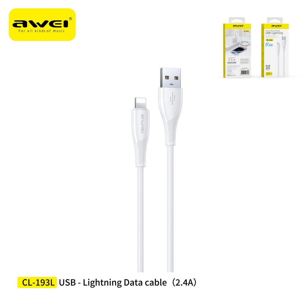 [CL-193LWH] AWEI CL-193LWH Cavo USB To Lightning2 M