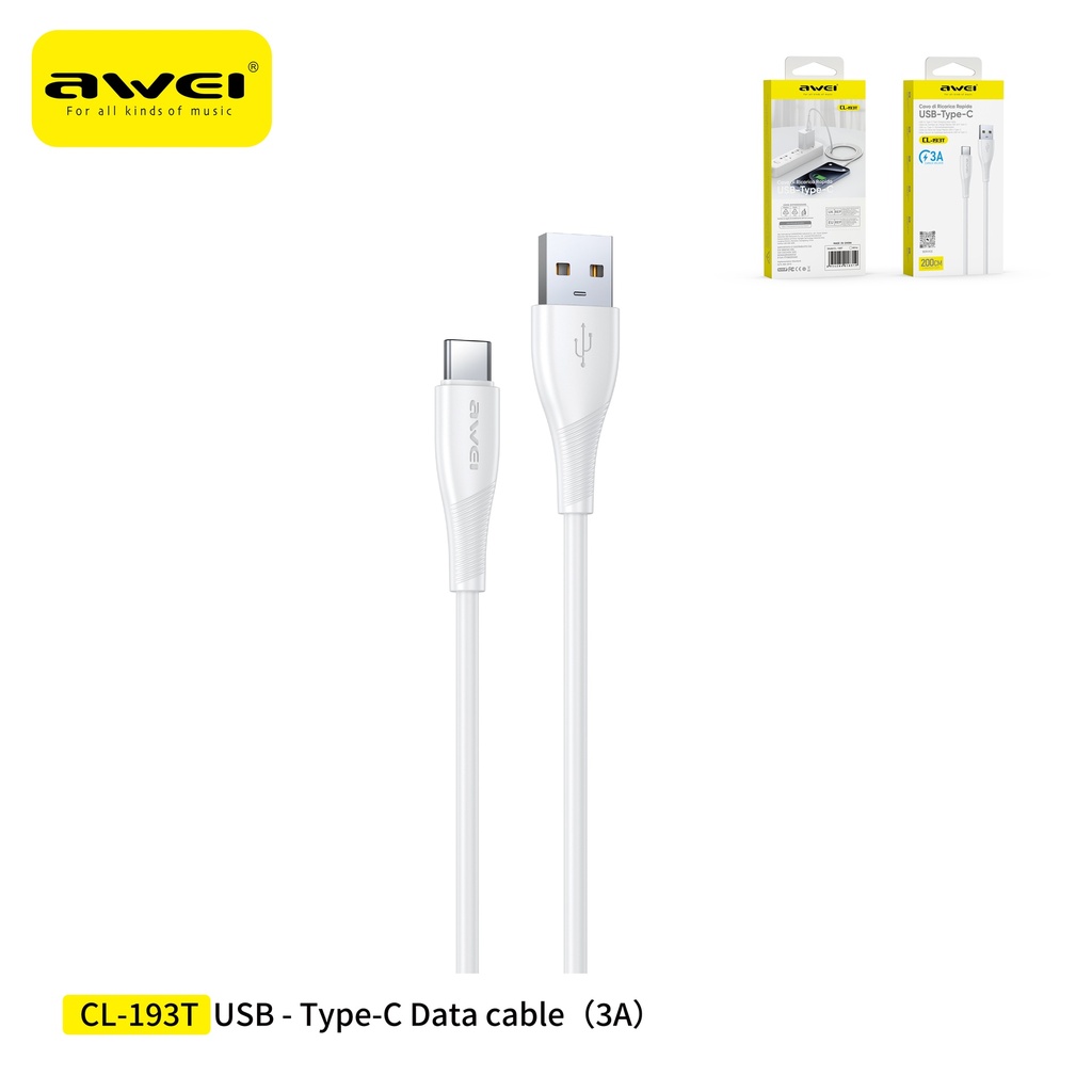 [CL-193TWH] AWEI CL-193TWH Cavo USB a Type-C 2 m