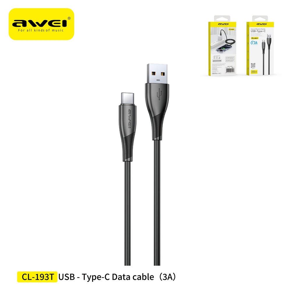 AWEI CL-193TBK Cavo USB a Type-C 2 m
