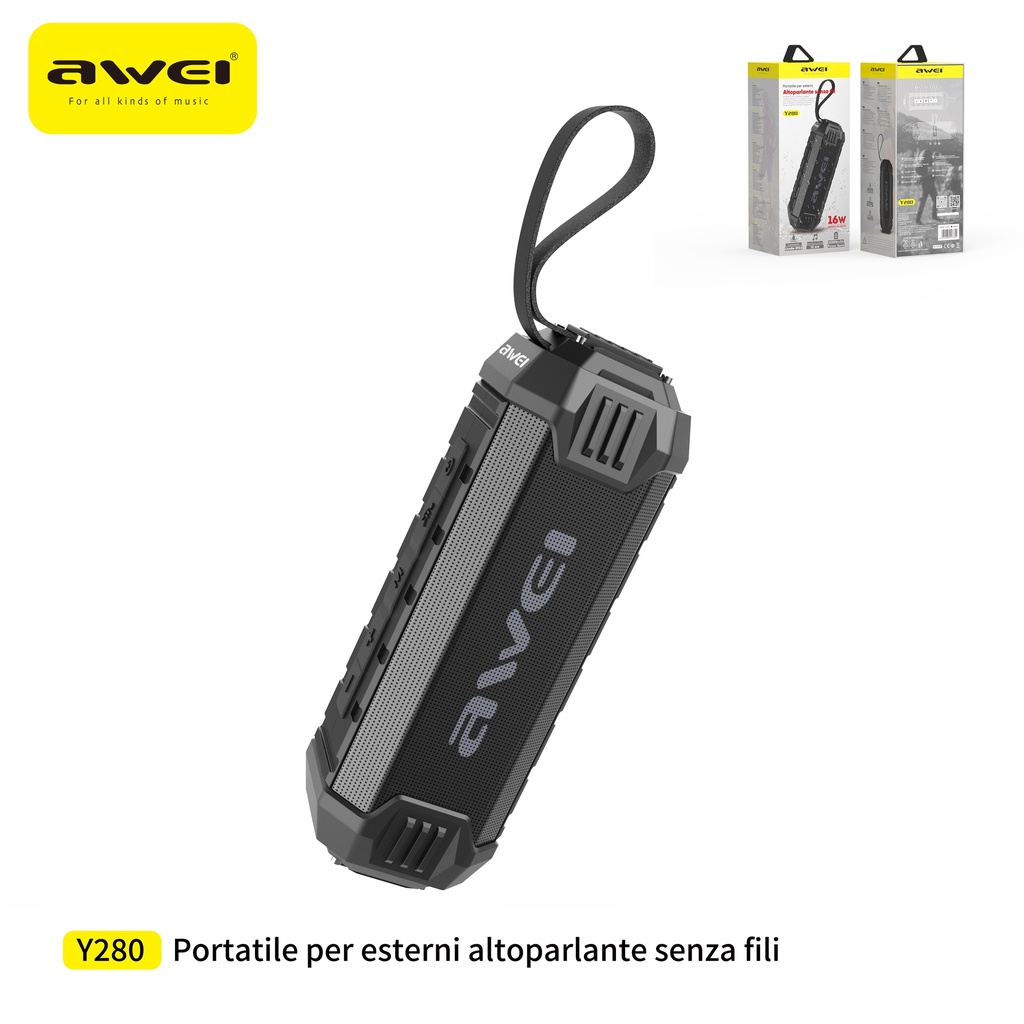 AWEI Y280-BK Speaker Impermeabile IPX4 Portatile Bluetooth 16W Nero
