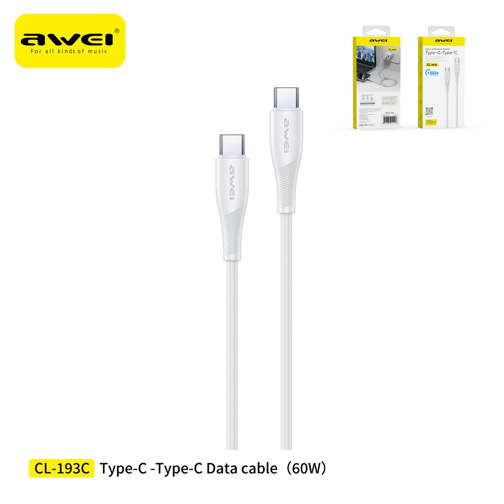 [CL-193CWH] AWEI CL-193CWH Doppio Type-C Cavo 2 m