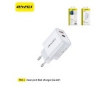 AWEI CARICABATTERIA USB+TYPEC CON CARICA RAPIDA 22.5W BIANCO
