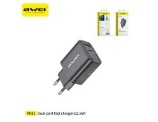 AWEI CARICABATTERIA USB+TYPEC CON CARICA RAPIDA 22.5W NERO