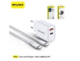 [PD81C-EUWH] AWEI SET CARICABATTERIA 22.5W USB+TYPEC CON CAVO C-C BIANCO