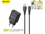 AWEI SET CARICABATTERIA 22.5W USB+TYPEC CON CAVO U-L NERO