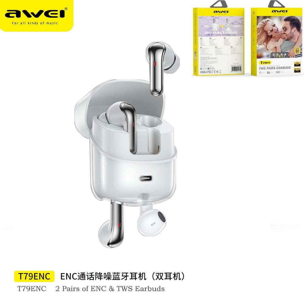 AWEI T79WH Auricolari Wireless Bianco