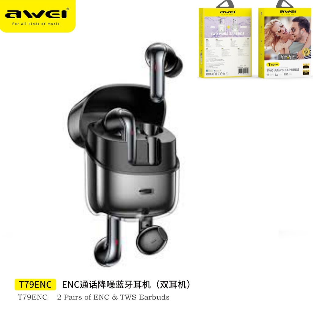 [T79BK] AWEI T79BK Auricolari Wireless Nero