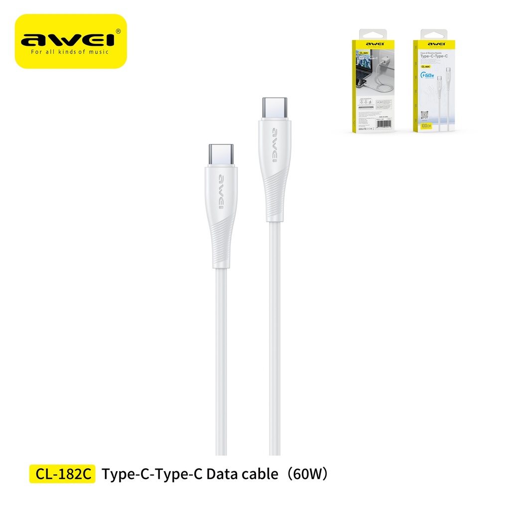 [CL-182CWH] AWEI CL-182CWH Cavo con Doppio Type-C 1 m