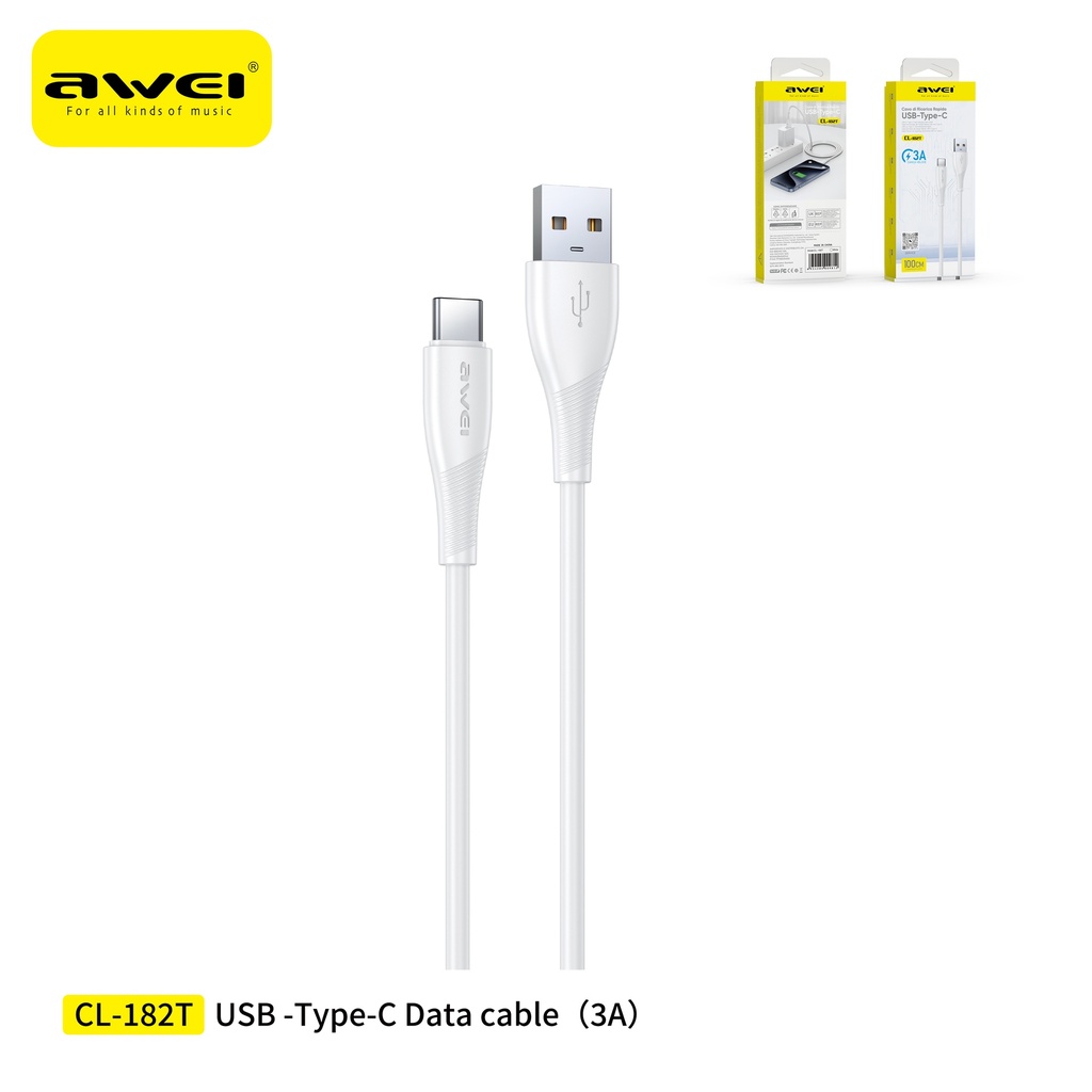 [CL-182TWH] AWEI CL-182TWH Cavo USB-a To Type-C 1 m