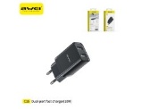 AWEI CARICABATTERIA CON DOPPIO OUTPUT USB NERA 10W
