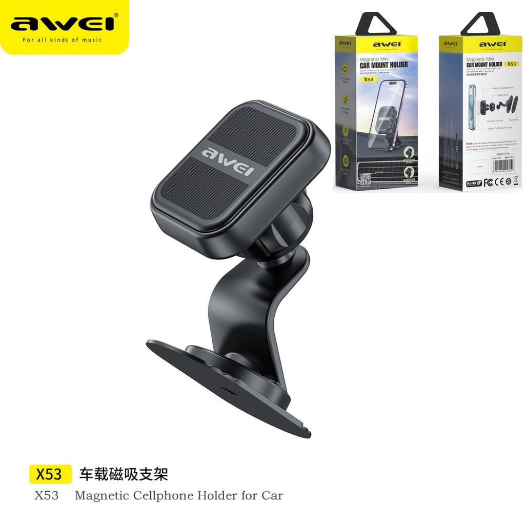 AWEI X53-BK Mini Supporto Magnetica Telefono Ventosa