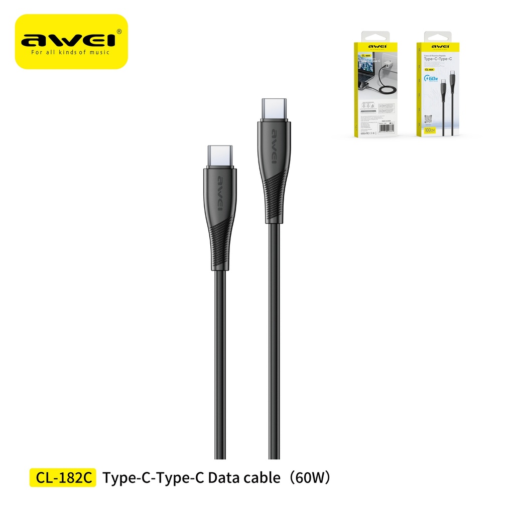 AWEI CL-182CBK Cavo con Doppio Type-C 1 m