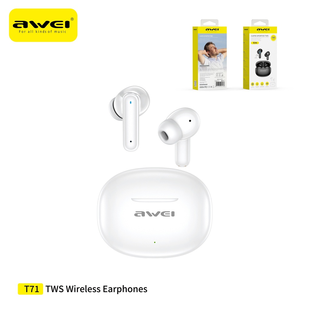 AWEI T71-WH Auricolari Bluetooth in-Ear Bianco