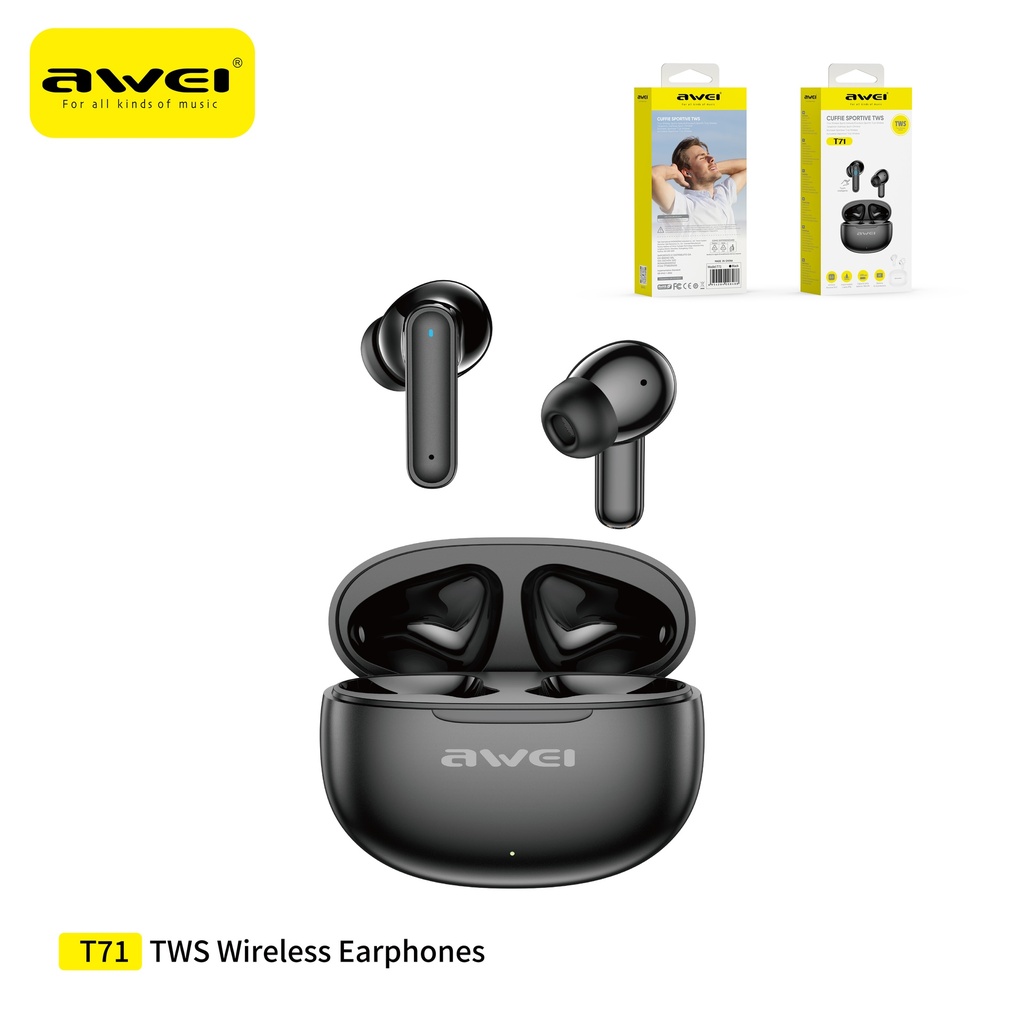 [T71-BK] AWEI T71-BK Auricolari Bluetooth in-Ear Nero