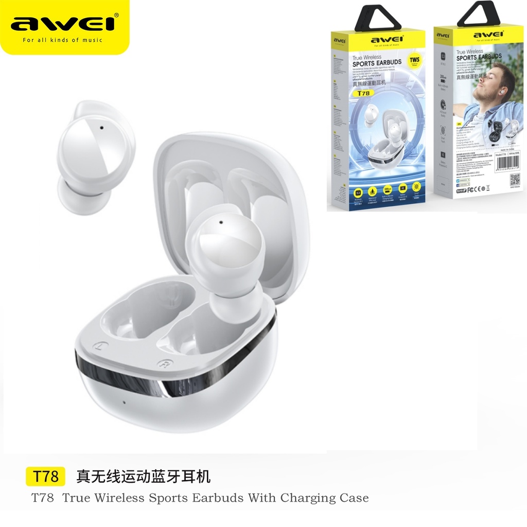 AWEI T78WH T78 True Wireless Auricolari Bianco