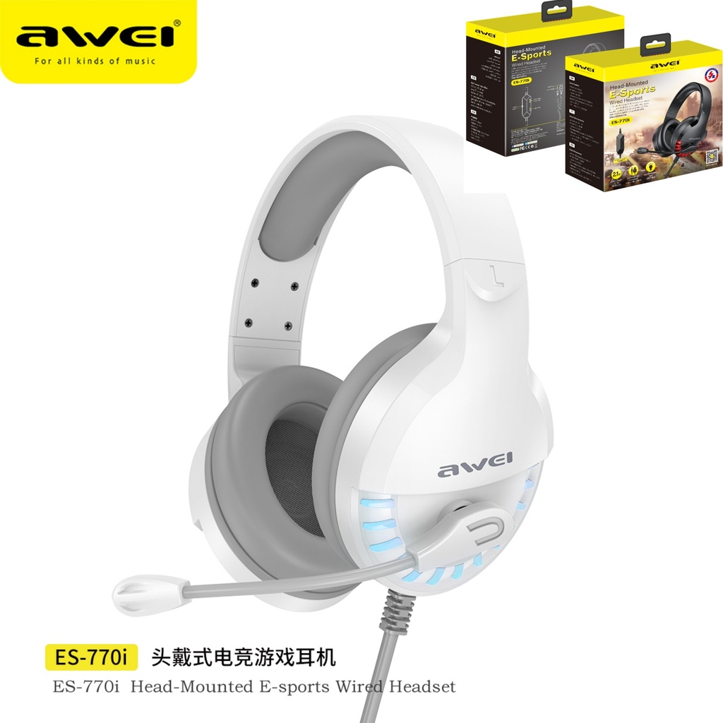 AWEI ES-770IWH Auricolari Sovrapponibili da Gioco