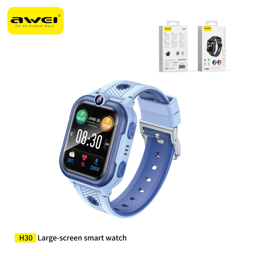 AWEI H30-BL Orologio con Chiamata per Bambini Blu