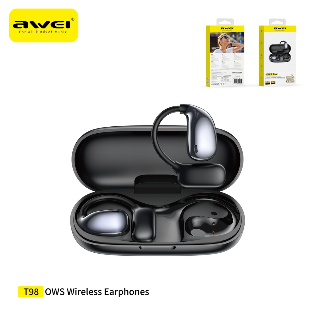 AWEI T98BK Auricolari OWS Conduzione Aerea Nero