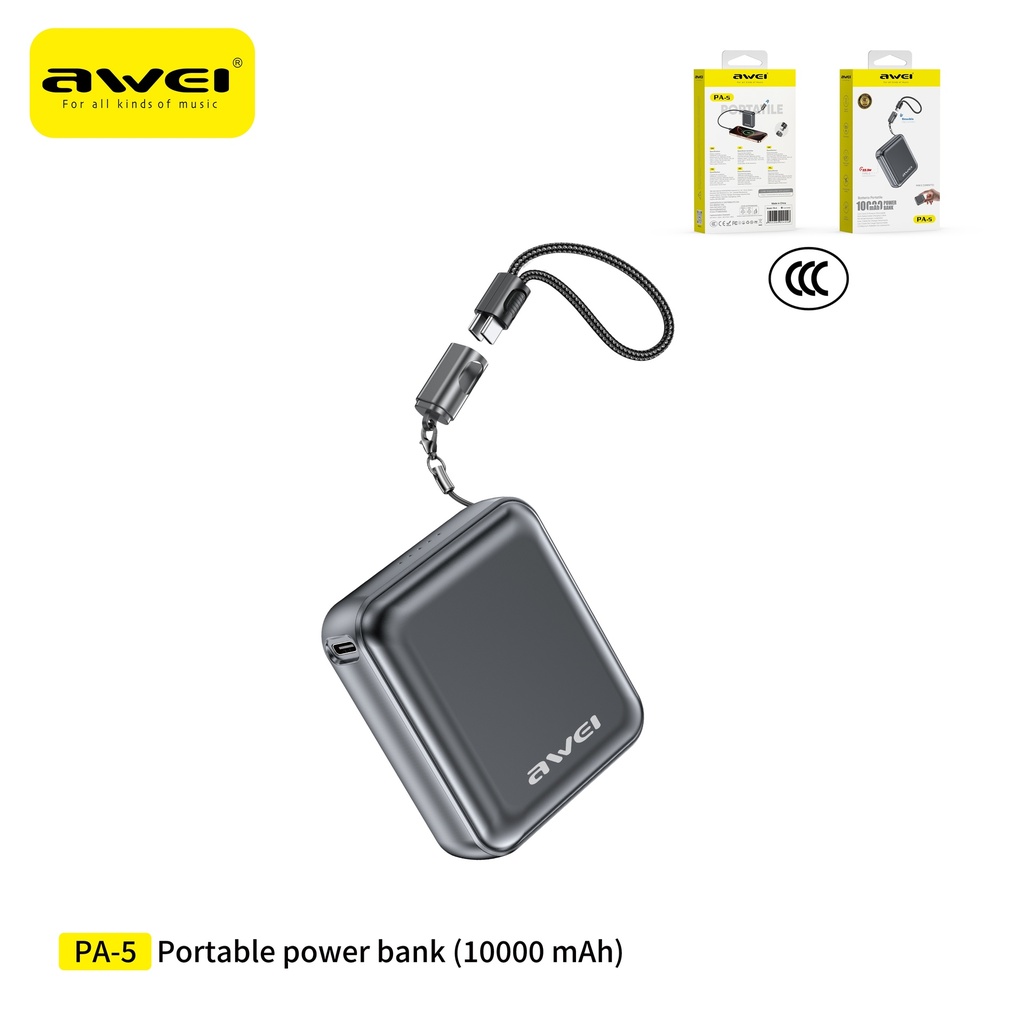 AWEI PA-5 Power Bank con Cavi 10000 mAh
