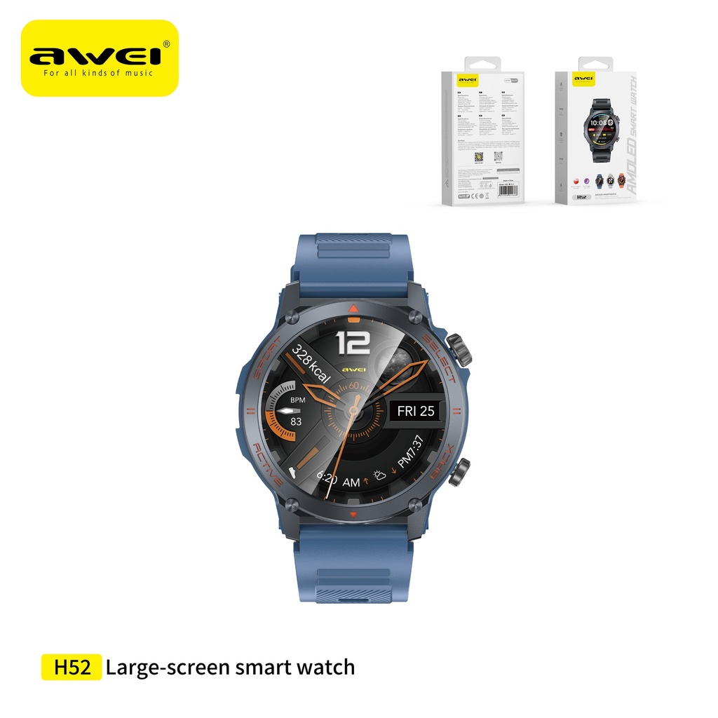 AWEI H52-BL Orologio Smart con Chiamate Display AMOLED
