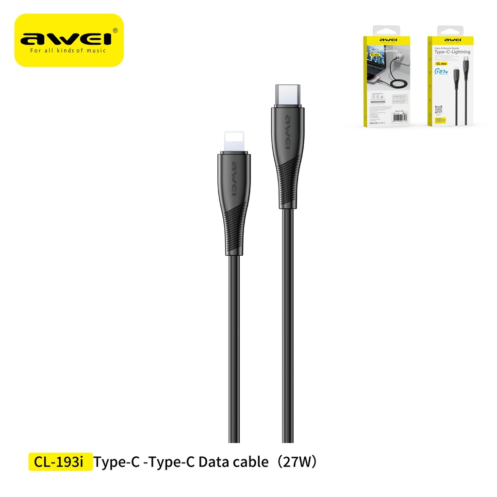 AWEI CL-193iBK Cavo Type-C a Lightning 2 m