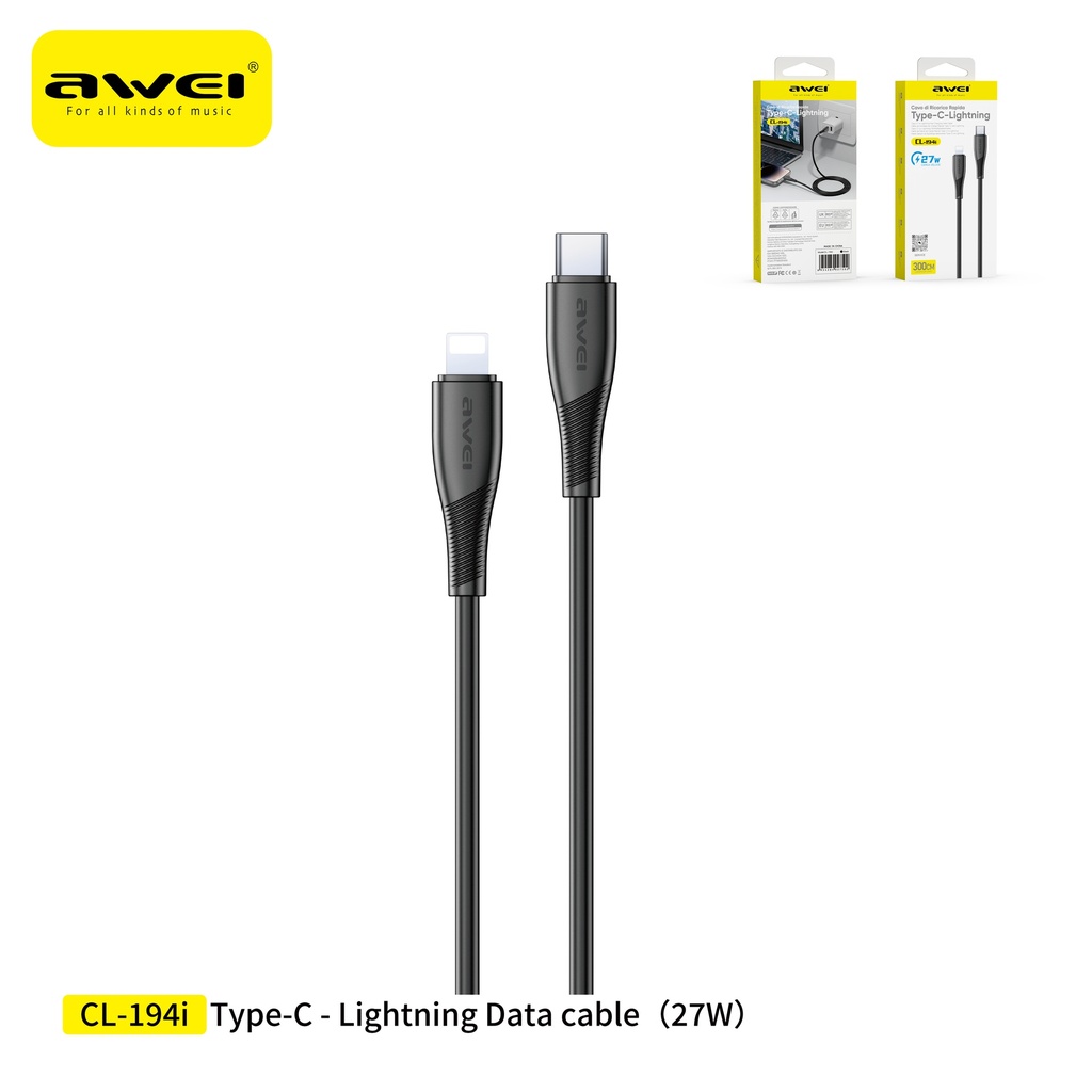 AWEI CL-194iBK Cavo Type-C a Lightning 3 m