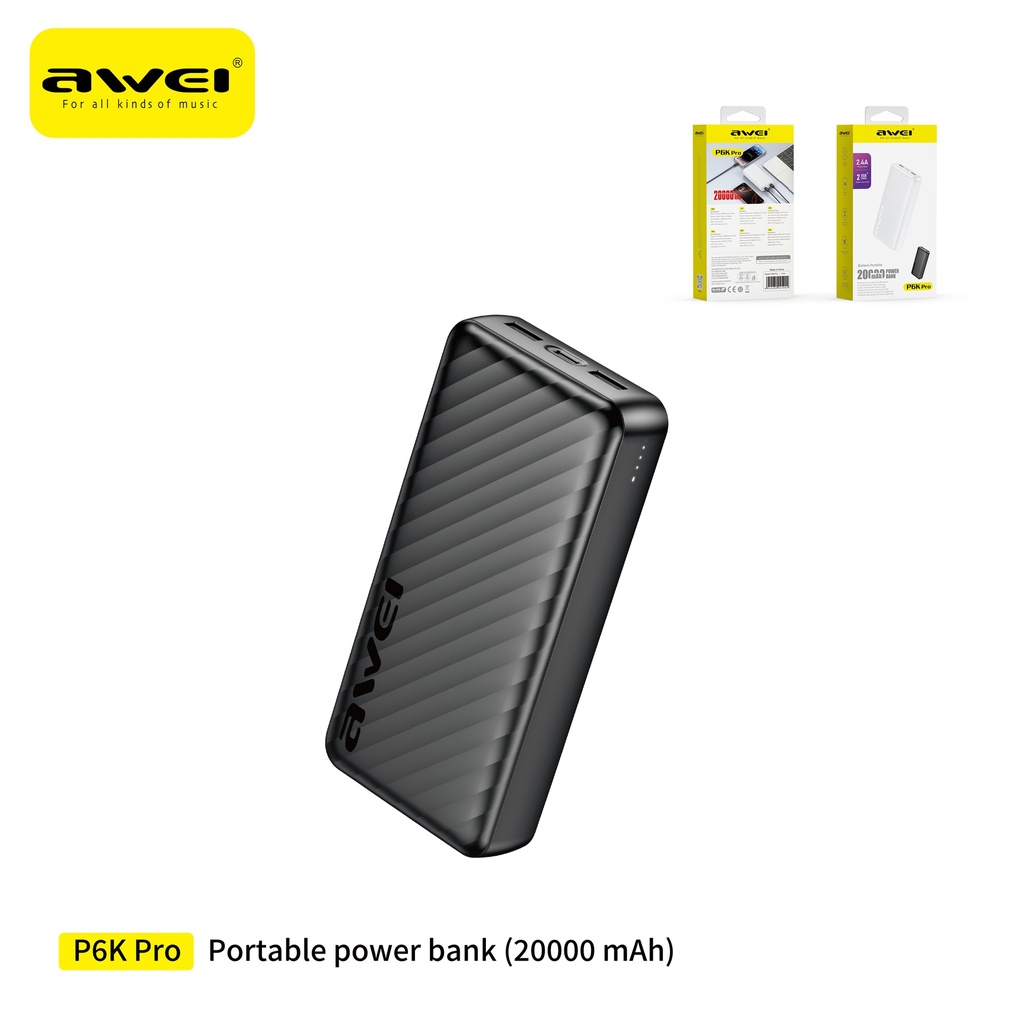 AWEI P6K Pro-BK Power Bank 20000 mAh Nero