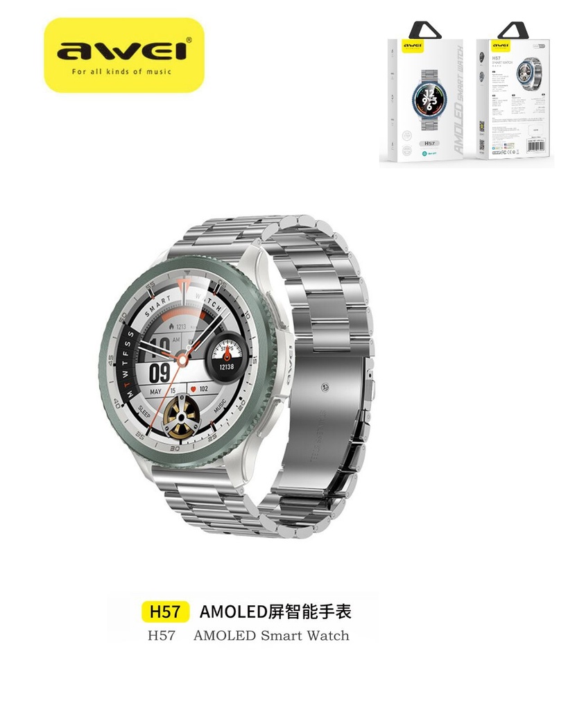 AWEI H57-SI Smartwatch Cinturino Metallo