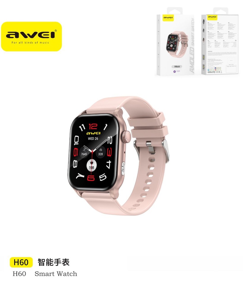 AWEI H60-PP Smartwatch Display AMOLED Rosa