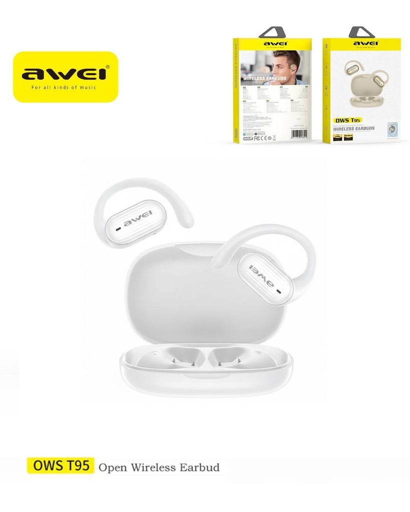 [T95-WH] AWEI T95-WH Auricolari OWS Wireless Bianco