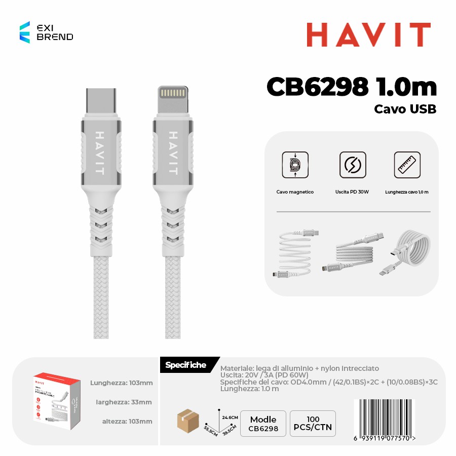 HAVIT CB6298-WH 1 m Cavo USB