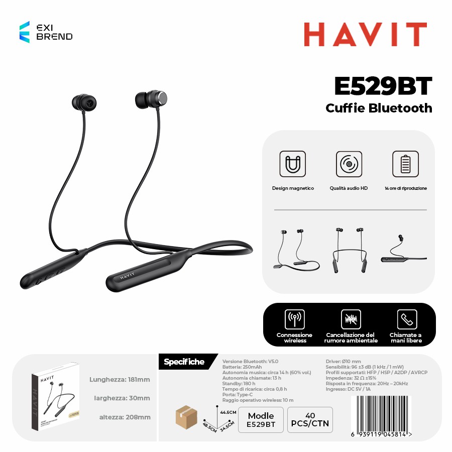 HAVIT E529BT Auricolari Bluetooth